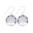 Silver-Multi-Colour-Cubic-Zirconia-Round-Tree-of-Life-Hook-Earrings Sale