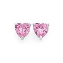Silver-Pink-CZ-Heart-Stud-Earrings Sale
