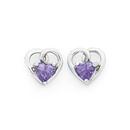 Silver-Purple-Cubic-Zirconia-Open-Heart-Stud-Earrings Sale
