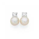 Sterling-Silver-Fresh-Water-Pearl-With-Small-Cubic-Zirconia-Stud-Earrings Sale