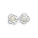 Silver-Simulated-Pearl-Knot-Stud-Earrings Sale