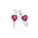 Silver-10mm-Pink-Crystal-Heart-Hoop-Earrings Sale