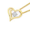 9ct-Gold-Diamond-Cluster-Heart-Pendant Sale