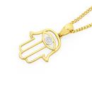 9ct-Gold-Diamond-Hamsa-with-Evil-Eye-Pendant Sale