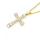 9ct-Gold-Cubic-Zirconia-Cross-Pendant Sale