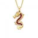 9ct-Gold-Created-Ruby-Diamond-Dragon-Pendant Sale