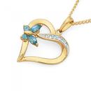 9ct-Gold-Blue-Topaz-Diamond-Heart-Pendant-with-Butterfly Sale