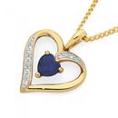 9ct-Gold-Created-Sapphire-Diamond-Heart-Pendant Sale