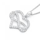 Silver-Cubic-Zirconia-Infinity-On-Heart-Pendant Sale