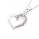 Silver-Pink-Cubic-Zirconia-Open-Side-Heart-Pendant Sale