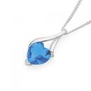 Silver-Blue-Cubic-Zirconia-Heart-Wishbone-Pendant Sale