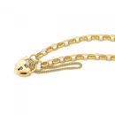 9ct-Gold-19cm-Oval-Belcher-Bracelet-with-Puff-Heart-Padlock Sale