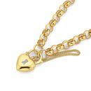 9ct-Gold-19cm-Solid-Belcher-Diamond-Padlock-Bracelet Sale