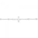 Silver-19cm-Side-Cross-Bead-Bracelet Sale