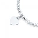 Silver-Heart-Disc-On-Ball-Stretch-Bracelet Sale