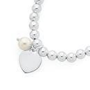 Silver-Heart-with-Simulated-Pearl-Stretch-Ball-Bracelet Sale