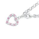 Silver-Pink-White-Cubic-Zirconia-Heart-Belcher-Bracelet Sale