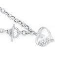 Silver-19cm-Cubic-Zirconia-Mum-Heart-Belcher-Bracelet Sale
