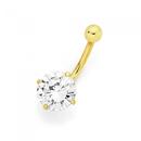 9ct-Gold-Cubic-Zirconia-Belly-Bar Sale
