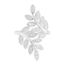 Silver-Cubic-Zirconia-Leaf-Crossover-Ring Sale