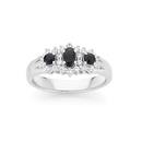 Silver-Round-Oval-Black-Sapphire-CZ-Ring Sale