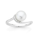 Silver-Pearl-Half-Cubic-Zirconia-Loop-Ring Sale