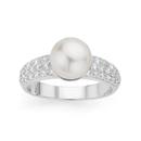 Silver-Cultured-Fresh-Water-Pearl-Cubic-Zirconia-Ring Sale