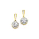 9ct-Gold-Diamond-Cluster-Drop-Earrings Sale
