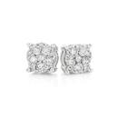 9ct-White-Gold-Diamond-Cluster-Stud-Earrings Sale