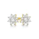 9ct-Gold-Diamond-Flower-Stud-Earrings Sale