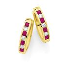 9ct-Gold-Ruby-Diamond-Huggie-Earrings Sale