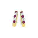 9ct-Gold-Natural-Ruby-Diamond-Huggie-Earrings Sale