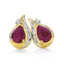 9ct-Gold-Ruby-Diamond-Earrings Sale