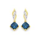 9ct-Gold-London-Blue-Topaz-Diamond-Drop-Earrings Sale