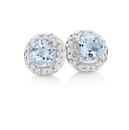 9ct-White-Gold-Aquamarine-Diamond-Frame-Studs Sale