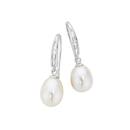 9ct-White-Gold-Pearl-Diamond-Drop-Earrings Sale