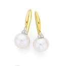 9ct-Gold-Cultured-Freshwater-Pearl-10ct-Diamond-Hook-Earrings Sale