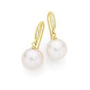 9ct-Gold-Cultured-Fresh-Water-Pearl-Diamond-Drop-Earrings Sale