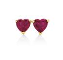 9ct-Gold-Created-Ruby-Heart-Stud-Earrings Sale