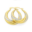 9ct-Gold-Two-Tone-Diamond-Cut-Swirl-Creole-Earrings Sale