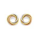 9ct-Gold-Tri-Tone-Triple-Ring-Stud-Earrings Sale