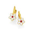 9ct-Gold-White-Red-Flower-Half-Hoop-Earrings Sale