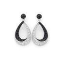 Silver-Black-White-CZ-Open-Teardrop-Earrings Sale
