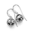 Silver-Black-Onyx-Cage-Hook-Earrings Sale