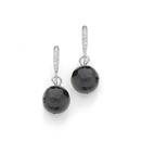 Silver-Onyx-Ball-on-CZ-Hook-Earrings Sale