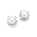 Silver-Cultured-Fresh-Water-Pearl-4-CZ-Fancy-Stud-Earrings Sale
