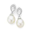 Silver-Pearl-Cubic-Zirconia-Loop-Earrings Sale