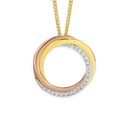 9ct-Gold-Tri-Tone-Diamond-Circle-Pendant Sale