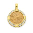 9ct-Gold-Diamond-22ct-Half-Sovereign-Pendant Sale