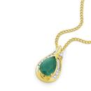 9ct-Gold-Emerald-Diamond-Pendant Sale